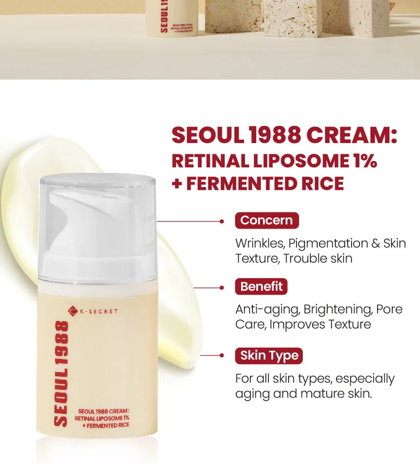 K-SECRET - SEOUL 1988 Cream : Retinal Liposome 1% + Fermented Rice - 50ml