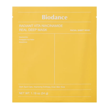 BIODANCE - Radiant Vita Niacinamide Real Deep Mask - Illuminating Face Mask - 1pc/34g