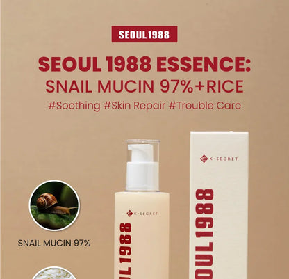 K-SECRET - SEOUL 1988 Essence : Snail Mucin 97% + Rice - 100ml